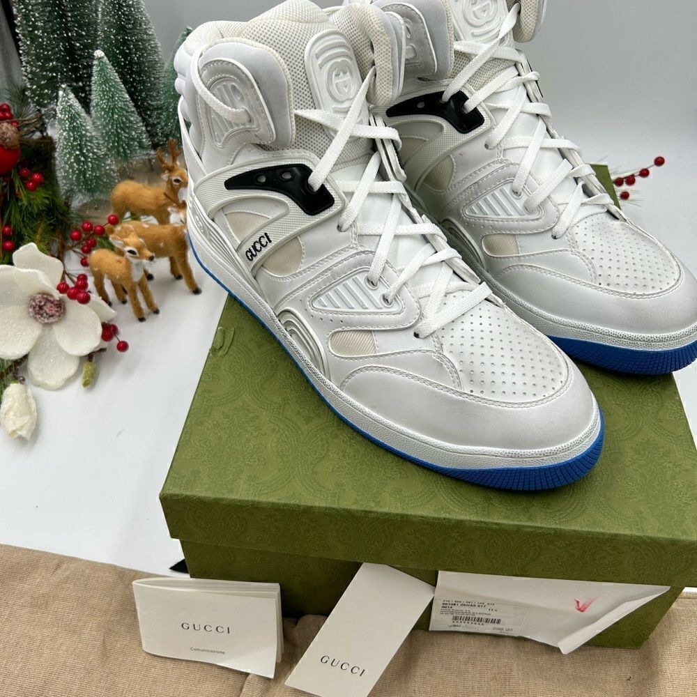 Men’s Gucci basket GG Supreme high top sneakers size 11.5 made in Italy - Picture 10 of 11